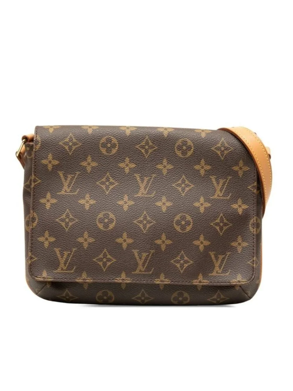 Louis Vuitton Monogram Musette Tango Short Shoulder Bag Brown Leather